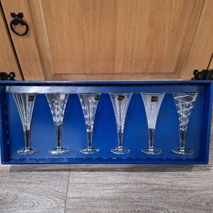 New MIKASA 6pc Etched Cordial Glasses: Cheers SW910/805 in original box